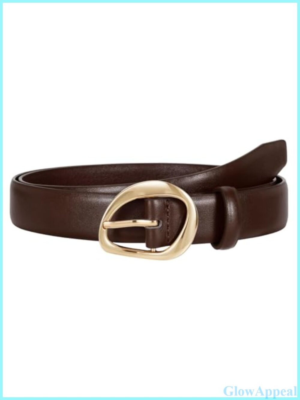 Faux Leather Waist Belt Irregular Gold Buckle Adjustable Casual